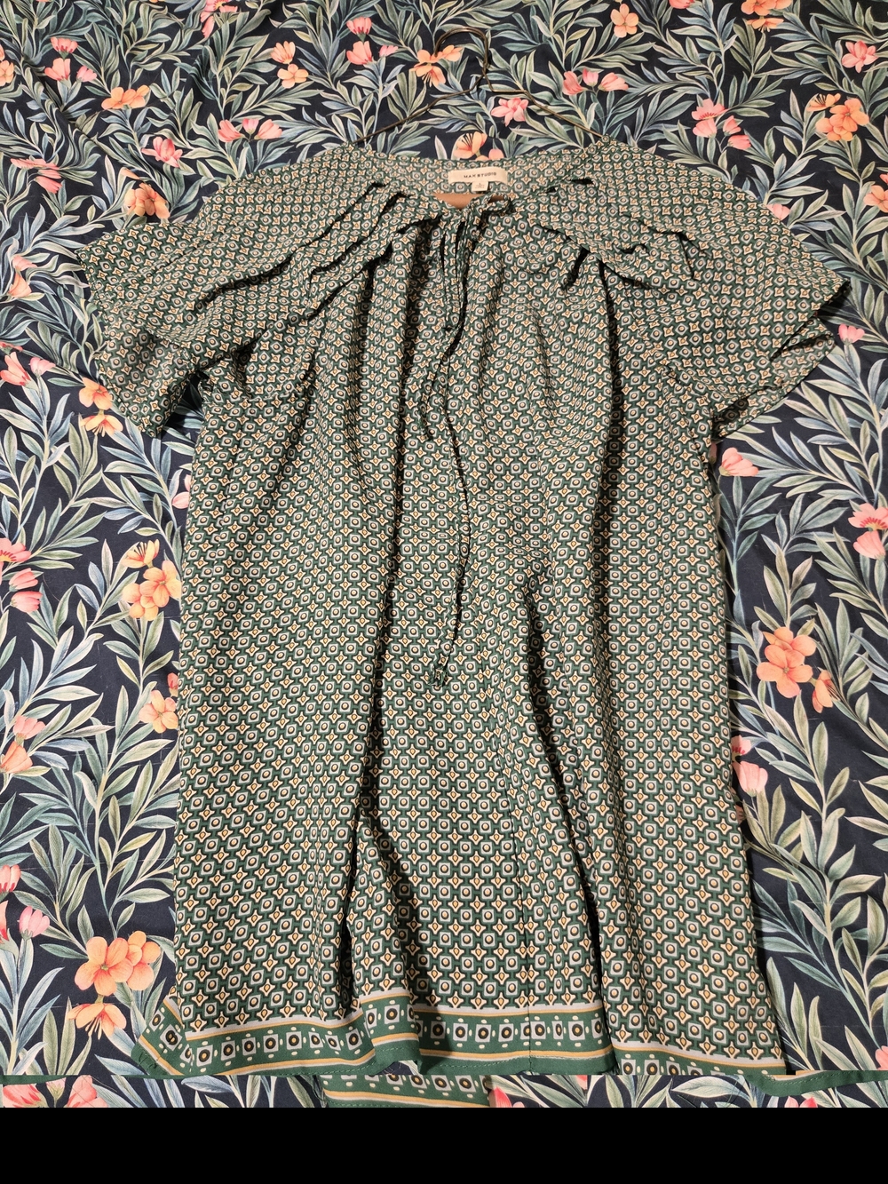 Max Studio Green Geometric Short-Sleeve Tunic